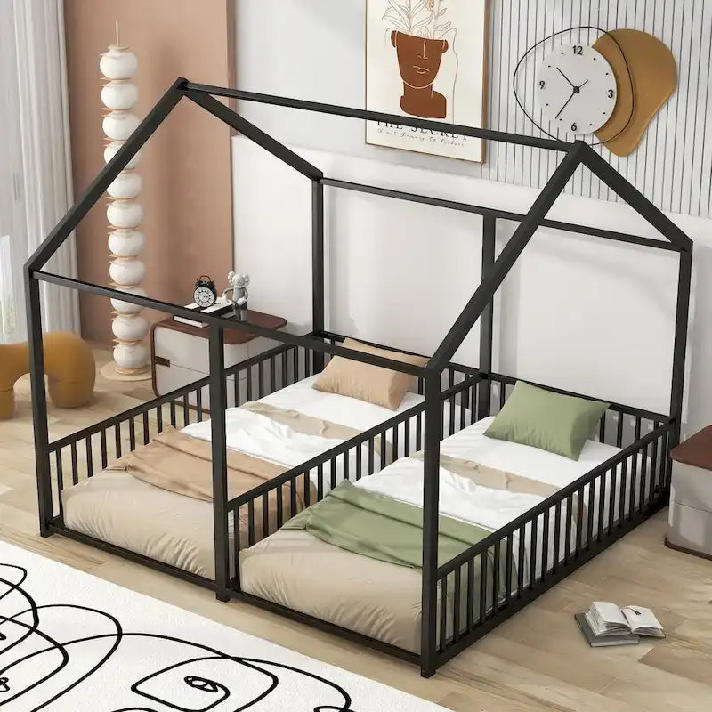 Metal House Platform Beds Two Shared Beds Two Shared Beds