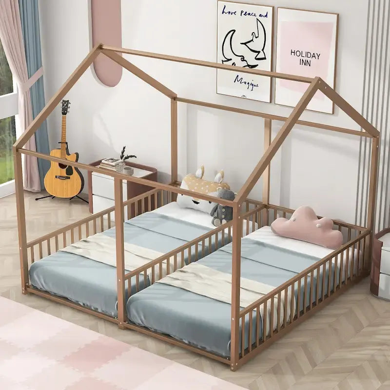 Metal House Platform Beds Two Shared Beds Two Shared Beds
