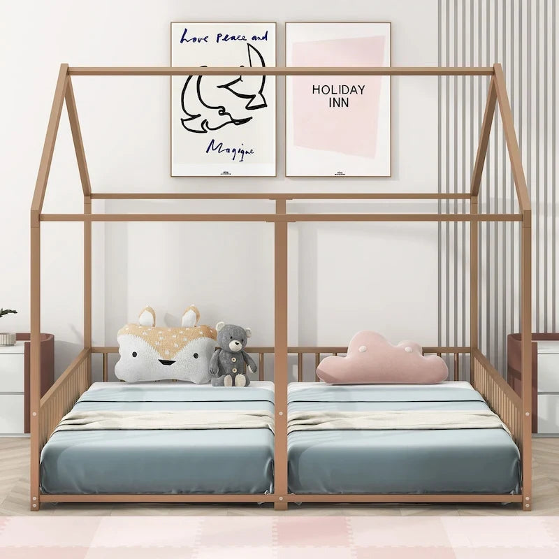 Metal House Platform Beds Two Shared Beds Two Shared Beds