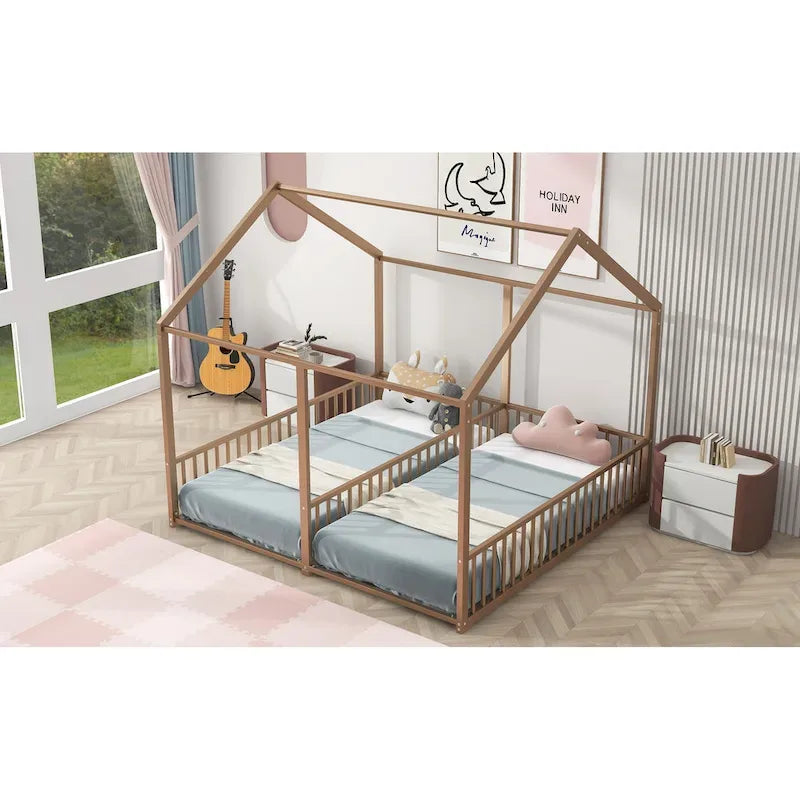 Metal House Platform Beds Two Shared Beds Two Shared Beds