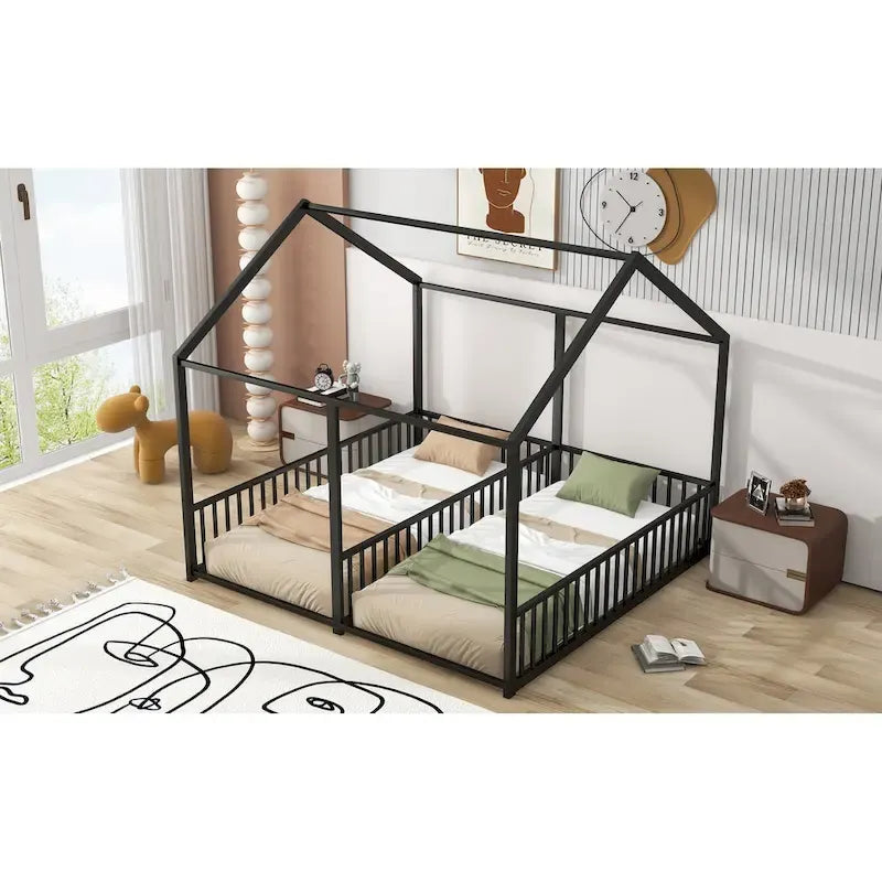 Metal House Platform Beds Two Shared Beds Two Shared Beds
