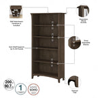 Salinas 60W L Desk with Hutch, Cabinet and Bookcase by Bush Furniture