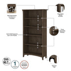 Salinas 60W L Desk with Hutch, Cabinet and Bookcase by Bush Furniture