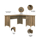 Salinas 60W L Desk with Hutch, Cabinet and Bookcase by Bush Furniture