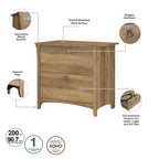 Salinas 60W L Desk with Hutch, Cabinet and Bookcase by Bush Furniture