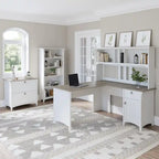 Salinas 60W L Desk with Hutch, Cabinet and Bookcase by Bush Furniture