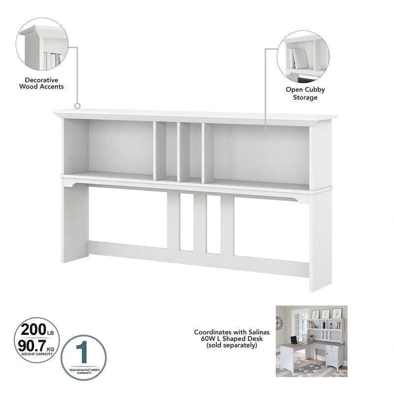 Salinas 60W L Desk with Hutch, Cabinet and Bookcase by Bush Furniture