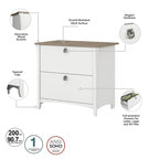 Salinas 60W L Desk with Hutch, Cabinet and Bookcase by Bush Furniture