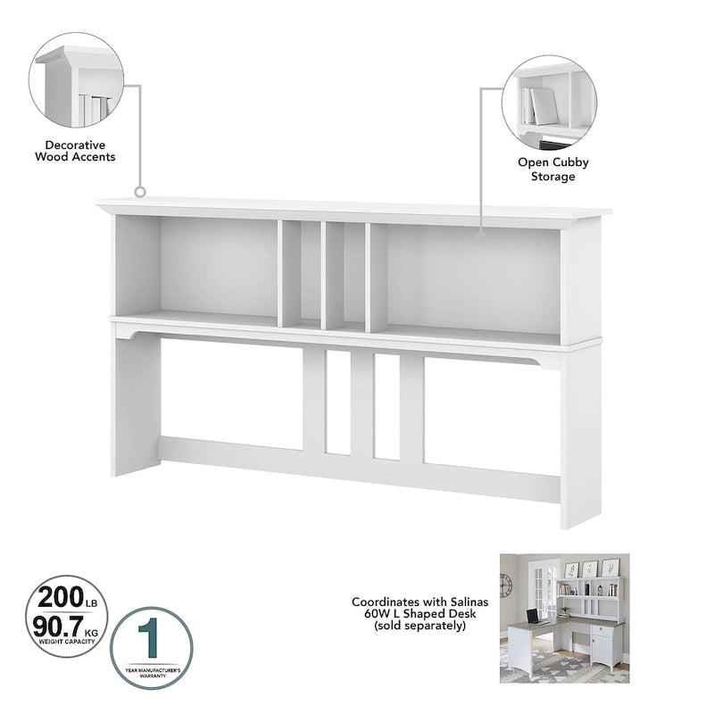 Salinas 60W L Desk with Hutch, Cabinet and Bookcase by Bush Furniture
