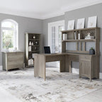 Salinas 60W L Desk with Hutch, Cabinet and Bookcase by Bush Furniture