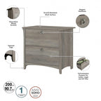 Salinas 60W L Desk with Hutch, Cabinet and Bookcase by Bush Furniture