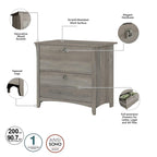 Salinas 60W L Desk with Hutch, Cabinet and Bookcase by Bush Furniture