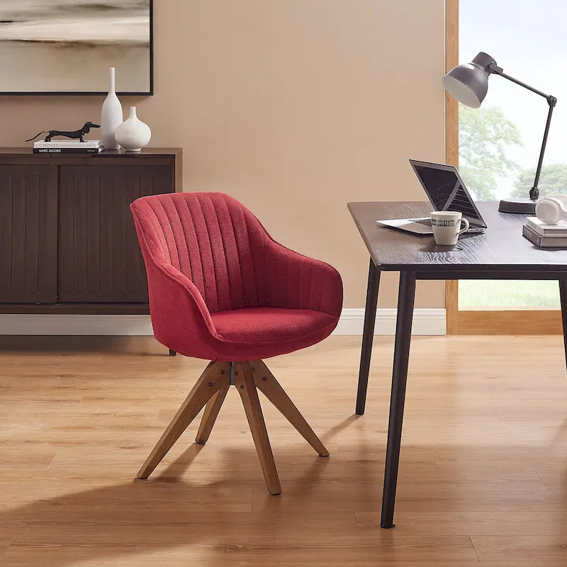 Art Leon Modern Home Office Swivel Arm Accent Chair with Wood Legs