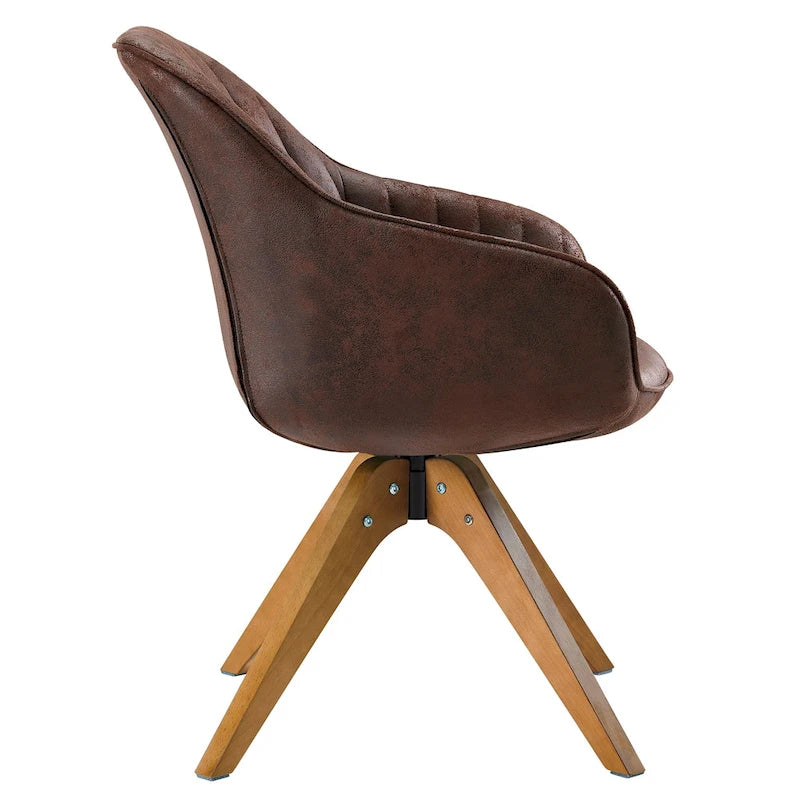 Art Leon Modern Home Office Swivel Arm Accent Chair with Wood Legs