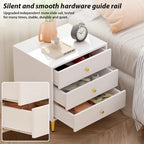 Nightstand Bedside Table 3-Drawer with Metal Legs End Table White