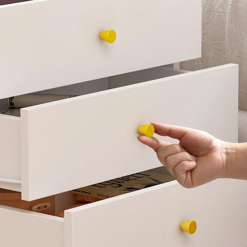Nightstand Bedside Table 3-Drawer with Metal Legs End Table White