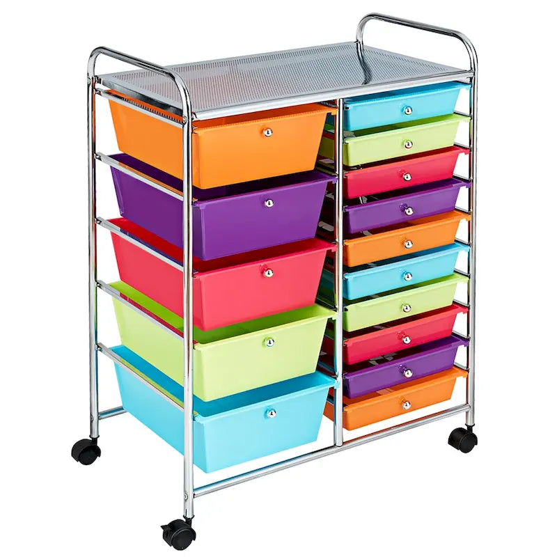 15-drawer Utility Organizer Rolling Cart with Wheels