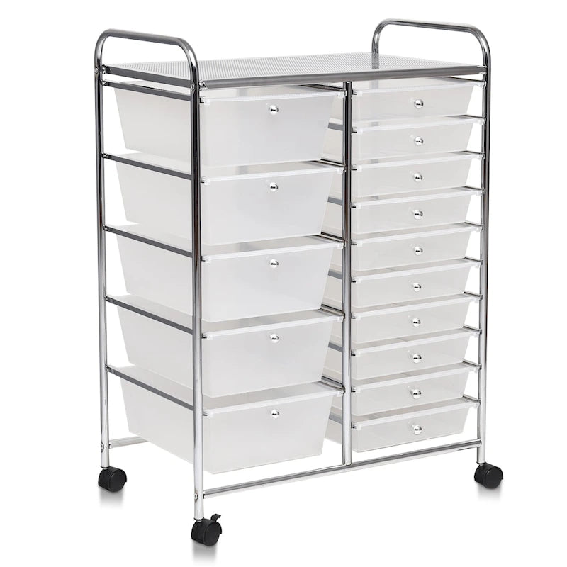15-drawer Utility Organizer Rolling Cart with Wheels