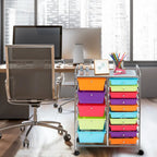 15-drawer Utility Organizer Rolling Cart with Wheels