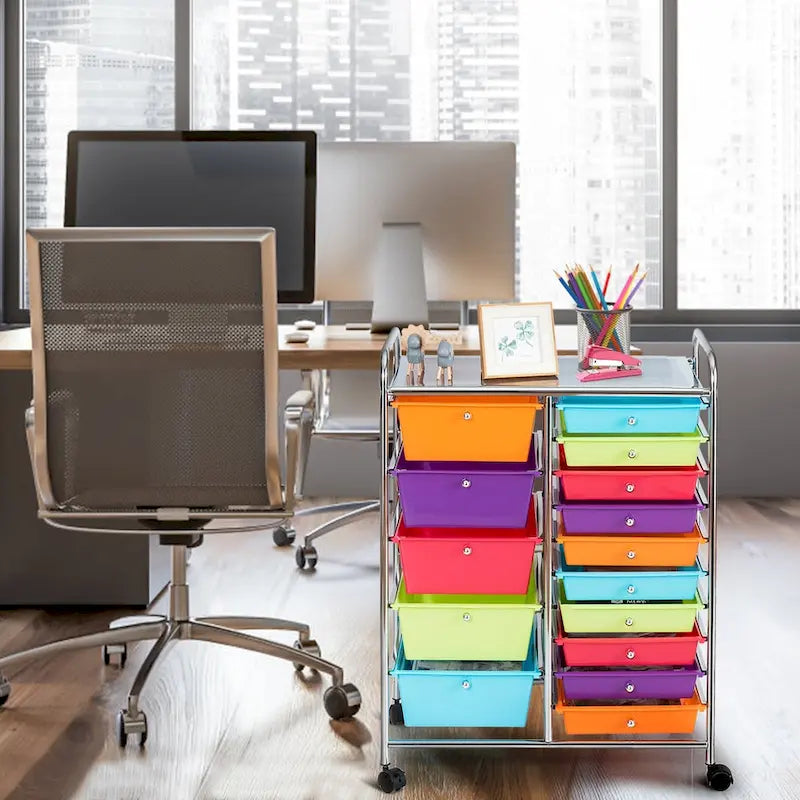 15-drawer Utility Organizer Rolling Cart with Wheels