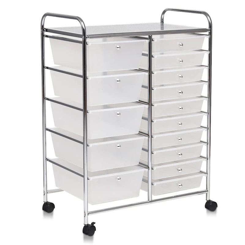 15-drawer Utility Organizer Rolling Cart with Wheels