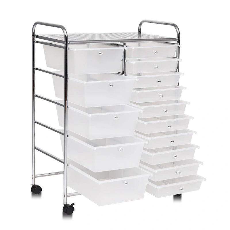 15-drawer Utility Organizer Rolling Cart with Wheels