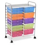 15-drawer Utility Organizer Rolling Cart with Wheels