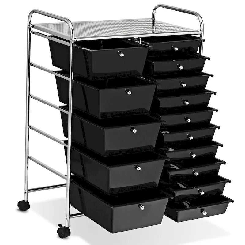 15-drawer Utility Organizer Rolling Cart with Wheels