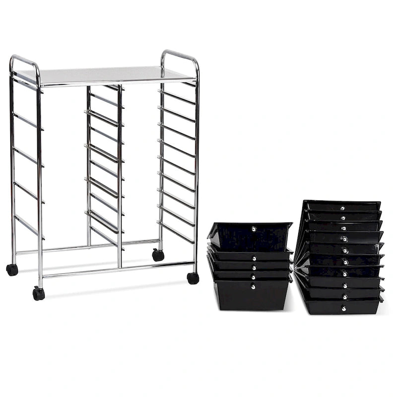 15-drawer Utility Organizer Rolling Cart with Wheels