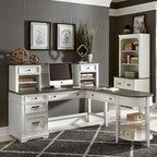 Allyson Park Wirebrushed White Charcoal L Shaped Desk Set