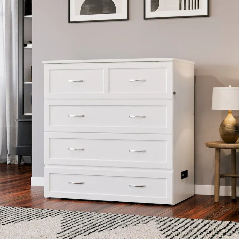 Northfield Twin XL Murphy Bed Chest with Mattress in White