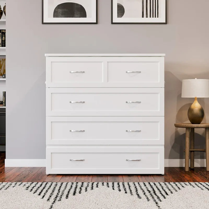 Northfield Twin XL Murphy Bed Chest with Mattress in White