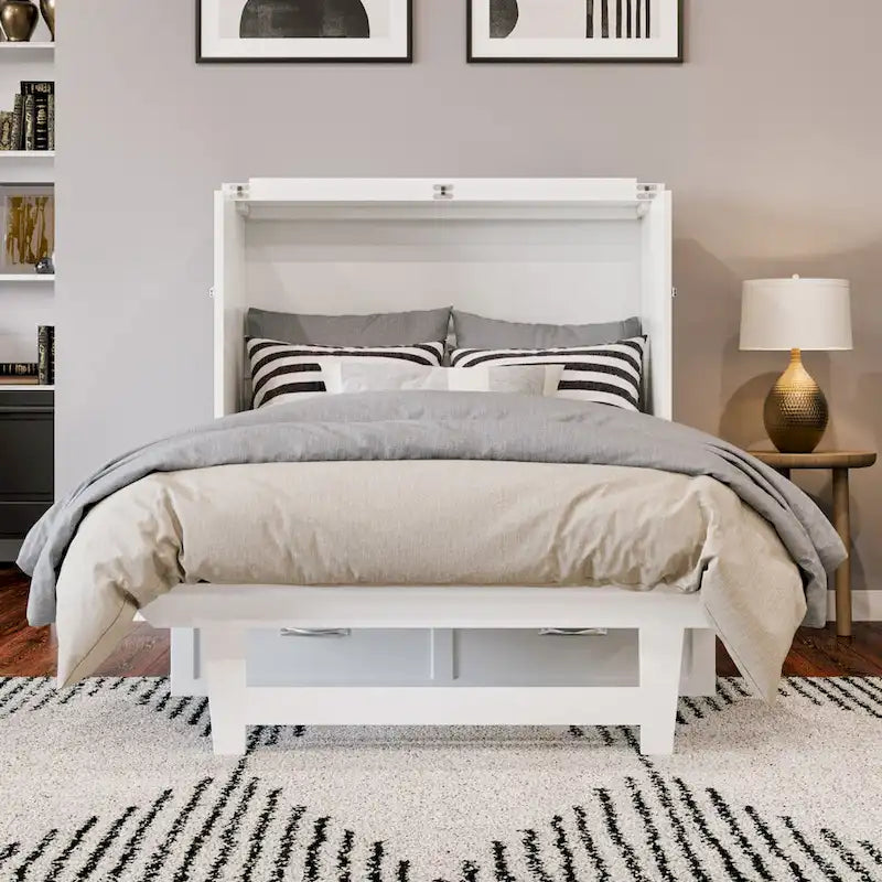 Northfield Twin XL Murphy Bed Chest with Mattress in White