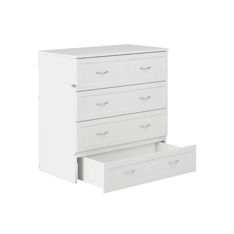 Northfield Twin XL Murphy Bed Chest with Mattress in White