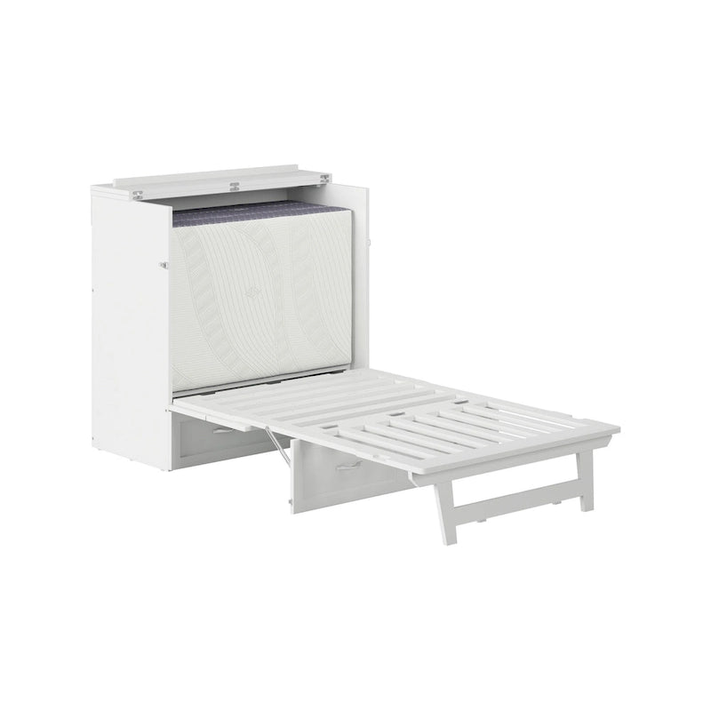 Northfield Twin XL Murphy Bed Chest with Mattress in White