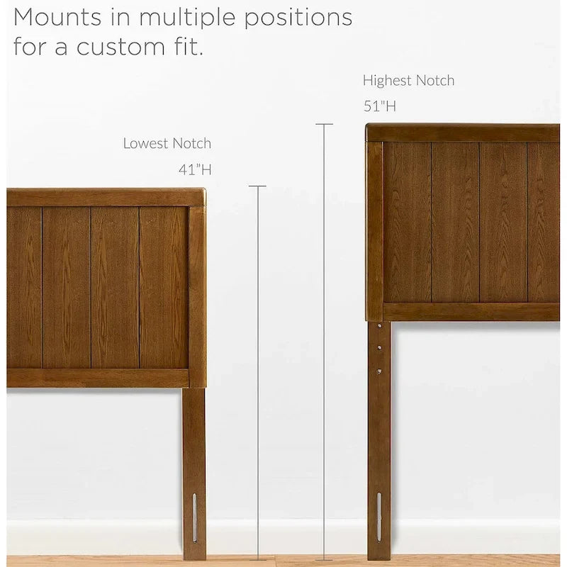 Widman Country Style King Size Walnut Wooden Headboard