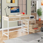 5 Drawers Computer Desk, Study Writing Desk with Reversible Filing Cabinet for Home Office
