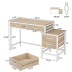 5 Drawers Computer Desk, Study Writing Desk with Reversible Filing Cabinet for Home Office