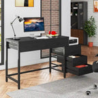 5 Drawers Computer Desk, Study Writing Desk with Reversible Filing Cabinet for Home Office