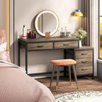 5 Drawers Computer Desk, Study Writing Desk with Reversible Filing Cabinet for Home Office