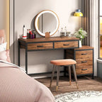 5 Drawers Computer Desk, Study Writing Desk with Reversible Filing Cabinet for Home Office