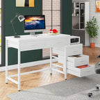 5 Drawers Computer Desk, Study Writing Desk with Reversible Filing Cabinet for Home Office
