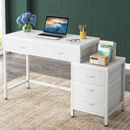 5 Drawers Computer Desk, Study Writing Desk with Reversible Filing Cabinet for Home Office