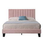 Lit plateforme rose capitonné de style moderne du milieu du siècle
