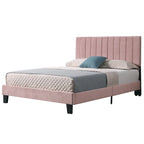 Lit plateforme rose capitonné de style moderne du milieu du siècle