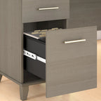 Bureau de 72 po de large avec huche et bibliothèque à 5 étagères Somerset, gris cendré