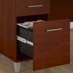 Bureau de 72 po de large avec huche et bibliothèque à 5 étagères Somerset, gris cendré