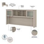 Bureau de 72 po de large avec huche et bibliothèque à 5 étagères Somerset, gris cendré