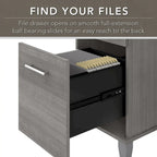 Bureau de 72 po de large avec huche et bibliothèque à 5 étagères Somerset, gris cendré