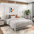 Metal Canopy Bed Frame with Ornate European Style Headboard & Footboard Sturdy Steel Fits Your Mattress Easy DIY